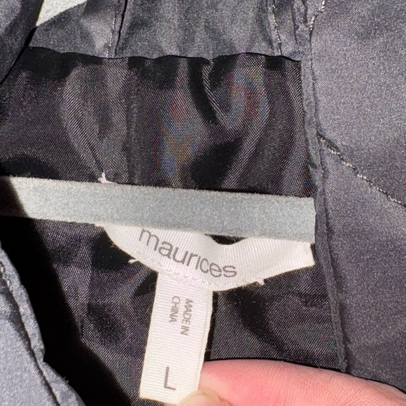 Maurice’s Buffalo Plaid wool Flannel quilted Puffer Zip Vest black white large - Picture 4 of 6